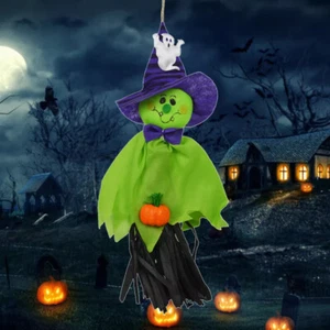 Gruseliger Halloween Geist Windsack hängende Vogelscheuche Hexen Anhänger Stroh -- grün - Bild 1 von 4
