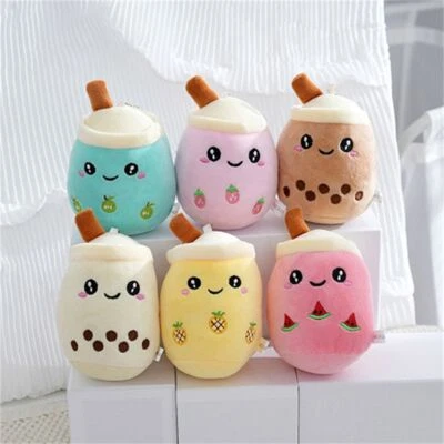 Plush Doll Bubble Tea Keychain Fruit Tea Boba Doll Plush Toys Birthday Gifts