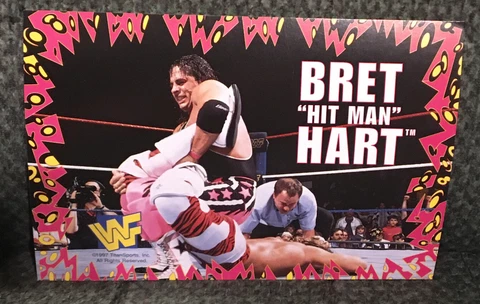 WWF 1997 COLISEUM HOME VIDEO Exclusive BRET HART Post Card Hasbro Titan Sports Cover