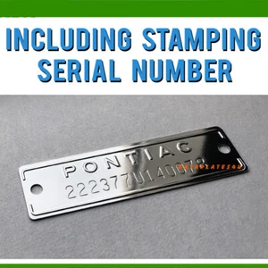 PONTIAC PLATE SERIAL NUMBER CAR DATA TAG - stamped with your info - Bild 1 von 1
