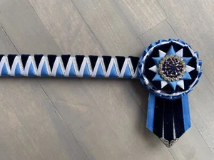 In Stock 13” pony size -  Cornerstone Browband - Blue White Navy - Show Bling - Picture 1 of 3