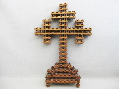 Vintage Cruz de Pé Vagabundo Arte Coroa de Espinhos Arte Folclórica Religiosa Altar Doméstico - Imagem 1 de 4