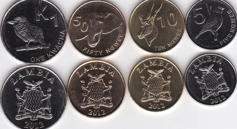 Zambia - set 4 coins 5 10 50 Ngwee 1 Kwacha 2012 UNC Lemberg-Zp Cover