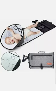 OMBABY Charcoal Baby Portable Changing Pad Lightweight Travel Diaper Station Kit - Picture 1 of 7