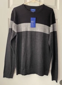 apt.9 man's size M black gray soft merino Crewneck long sleeve sweater - Picture 1 of 17