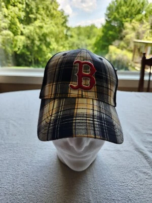 Boston Red Sox Plaid Unbranded  Adjustable Strap Back Hat Cap - Image 1 of 4