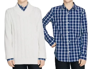 Gap Kids Boys Sweater Shirt Set Size L 10-12 Off White/Blue - Picture 1 of 5