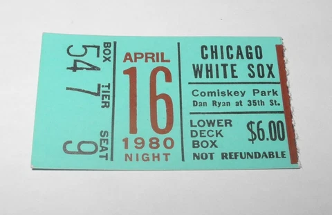 1980 Baseball Chicago White Sox vs NY Yankees Ticket 4/16 Harold Baines Rookie Cover