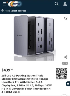 USB 4.0 Docking Station Dual Monitor 4K & 8K Single - 40Gbps 13 in 1 USB4 Dock - Image 1 of 4