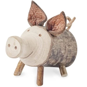 Pig Figurine Wood Pig Decor Handmade Small Animal Figurines (2.7" - Sitting) - Bild 1 von 4