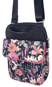 Sakroots Mini Messenger Purple Floral Textile Crossbody Handbag Small 7wx9hx2.5 - Picture 1 of 12