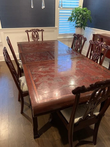 Vintage Drexel Heritage Ming Treasures Extension Dining Table with 8 chairs Cover