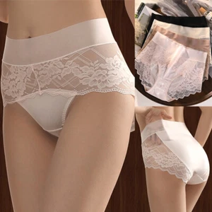 Womens Lace Seamless High Waist Briefs Panties Knickers Underwear Breathable - Picture 1 of 28
