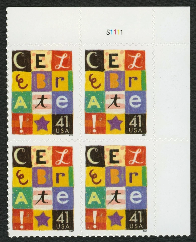 #4196 41c Celebrate, Plate Block [S1111 UR] Mint **ANY 5=FREE SHIPPING** - Image 1 of 1