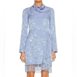 Nuevo con etiquetas Mini Vestido Jonathan Simkhai Vivian Jacquard Manga Larga Flecos Periwinkle 2 - Imagen 1 de 14