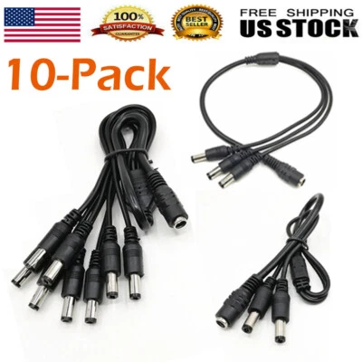 10Pcs 5.5X2.1mm Female to Male Splitter Cable DC Power Supply for CCTV camera - Image 1 of 4
