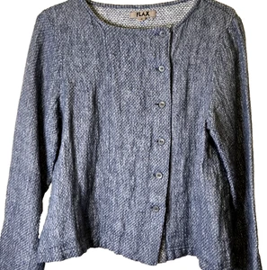 Camisa Suéter Chaqueta Lino Lagenlook Para Mujer S 100% Lino Azul Moteado Abotonada - Imagen 1 de 12