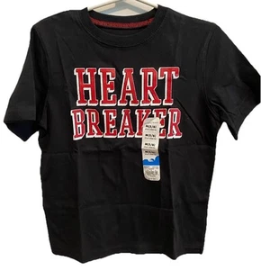 Black Heart Breaker T-Shirt Girls Size M(5/6) Short Sleeves Graphic Front Cotton - Picture 1 of 7