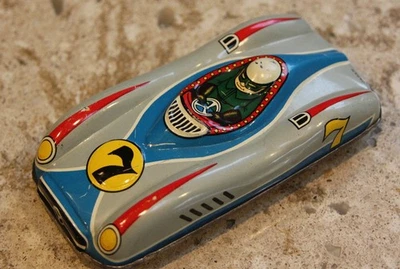 Antigo 1950 Japão #7 carro de corrida 4" brinquedo de fricção litho lata DEVE L@@K - Imagem 1 de 4