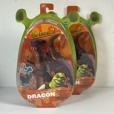 Shrek 2 Dragon & Baby Donkey Action Figure Flapping Wings 2004 Hasbro New VTG OG - Image 1 of 4