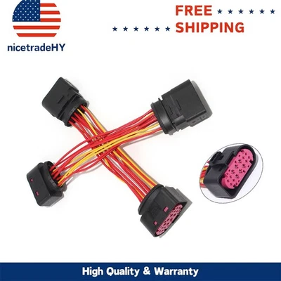 2Pcs 10 to 14 Xenon Headlight Wiring Harness Connector Plug Adapter 8 PIN for VW - Image 1 of 4