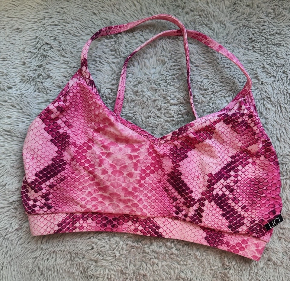 LiCi Fit Python Snake Pink Convertible Sports Bra Gym Training Yoga Medium - Image 1 of 4