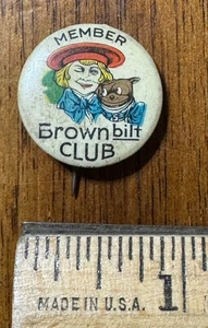 1920er Buster Brown MEMBER BROWN BILT CLUB Schuhe Zelluloid 7/8" Pinback Button - Bild 1 von 2