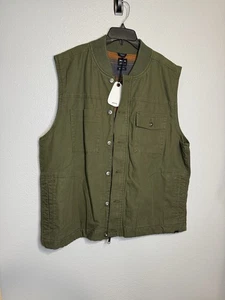 Prana Neu mit Etikett Grover Canvas Weste Herren XL CARGO GRÜN durchgehender Reißverschluss Taschen Outdoor Wandern - Bild 1 von 8