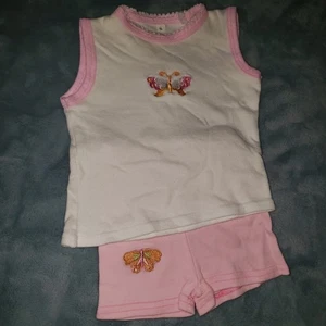 Conjunto Top Pantalones Cortos Vintage Bebé Niño Niñas Pequeño 2 Piezas Mariposa Blanco Rosa  - Imagen 1 de 7