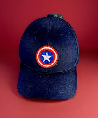 Marvel Captain America Baseball Cap Hat Blue Embroidered Shield One Size NWT - Image 1 of 4