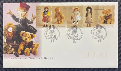 Muñecas y osos australianos 1997 FDC primer día portada sello nacional de Camberwell Foto 1 de 2