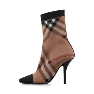 Burberry Knit Short Boots EU36 Ladies' Brown x black cheques - Picture 1 of 14