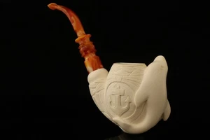 Mariner Block Meerschaum Pipe by I. Baglan with custom case 14959 - Picture 1 of 10