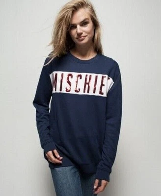 ZOE KARSSEN озорство синий блестками украшенный слоган толстовка джемпер толстовка - Изображение 1 из 4