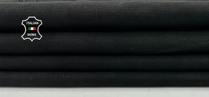 BLACK MATTE REPTILE LIZARD PRINT ON Thin Soft Lamb leather 5+sqf 0.5mm #C5638 - Picture 1 of 7