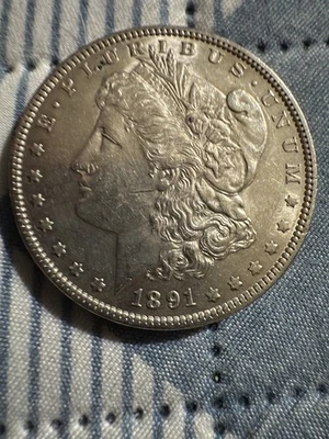 1891 BU GEM MORGAN SILVER DOLLAR UNC MS+++ BETTER DATE VALUE $500+ - Image 1 of 4