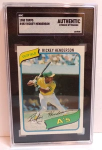 1980 Topps #482 Rickey Henderson Rookie SGC autentico rifinito - Foto 1 di 2