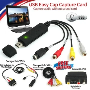 USB 2.0 Video VHS to DVD VCR HDD Converter Scart RCA Cable Adapter Capture Card - Picture 1 of 8