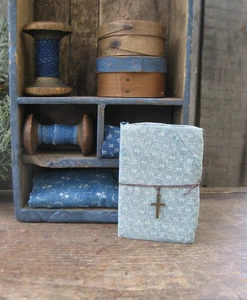 Small Vintage Pocket Size New Testament Bible Covered in 1890s Blue Calico - Picture 1 of 11
