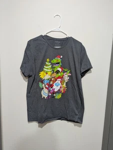 T-shirt grigia natalizia 2021 Nickelodeon uomo taglia L Rugrats Ren & Stimpy - Foto 1 di 4