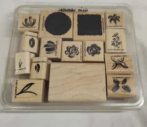 Stampin Up 2001 vintage! Juego de 12 piezas de minis de acuarela + 3 estampillas extras estampillas nuevas - Imagen 1 de 2