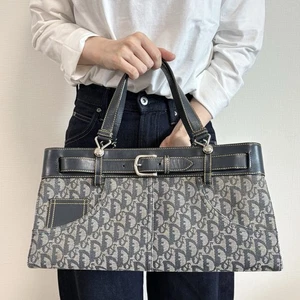 Christian Dior Trotter Handtasche Canvas Leder Street Chic Gürtel Navy - Bild 1 von 24