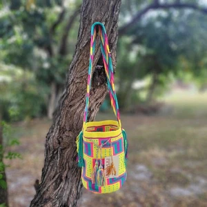 Kolumbianische 🇨🇴 Handarbeit große VIELE FARBEN Wayuu Stamm Mochila Bucket Boho Tasche - Bild 1 von 10