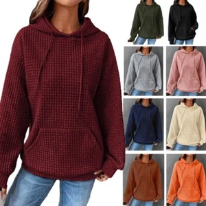 Mujeres Sudaderas con capucha Manga Larga Sudaderas con capucha Damas Deporte Térmico Cordón Top - Imagen 1 de 20