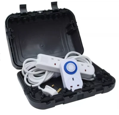 Outdoor Waterproof Electrical Connection Box IP64 - 6m EXTENSION & TIMER - Image 1 of 4