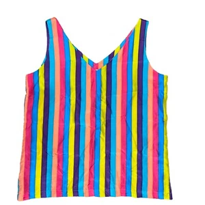 Compagnie Internationale Express Y2K Colorful 100%Silk Tank Top Sz L - Picture 1 of 4