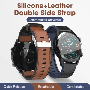 22mm Silicone Leather Strap Watchband for Huawei Watch GT 2 46mm / Amazfit Pace  - Picture 1 of 17