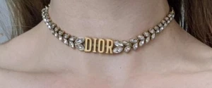 Christian Dior Crystal Dio(R)evolution Choker Necklace - Gold Tone with Crystal - Picture 1 of 5