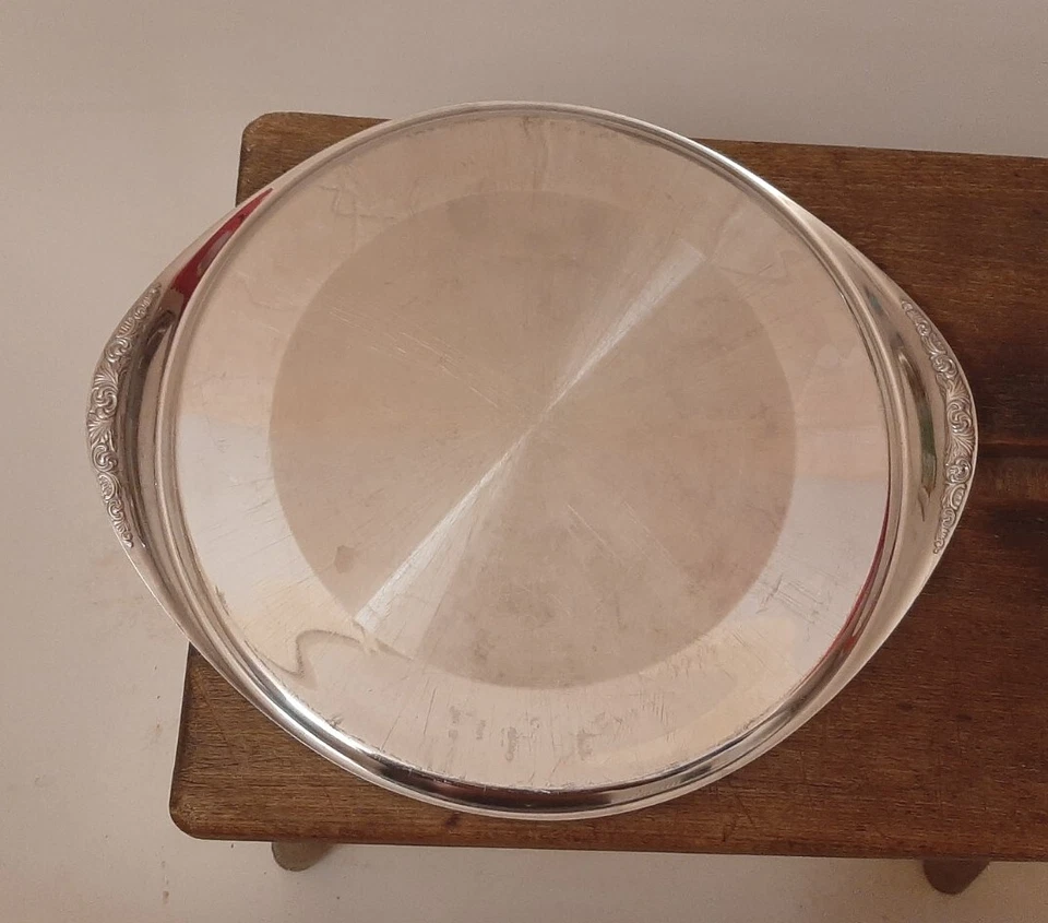 Große WMF Cromargan 30 cm Servierplatte Tablett Baroque Tortenplatte Vintage  - Bild 1 von 4