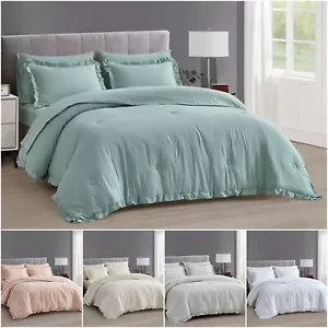 Chezmoi Collection Eleanora Bed in a Bag Comforter Set w/ Ruffle Edge Trim - Picture 1 of 26